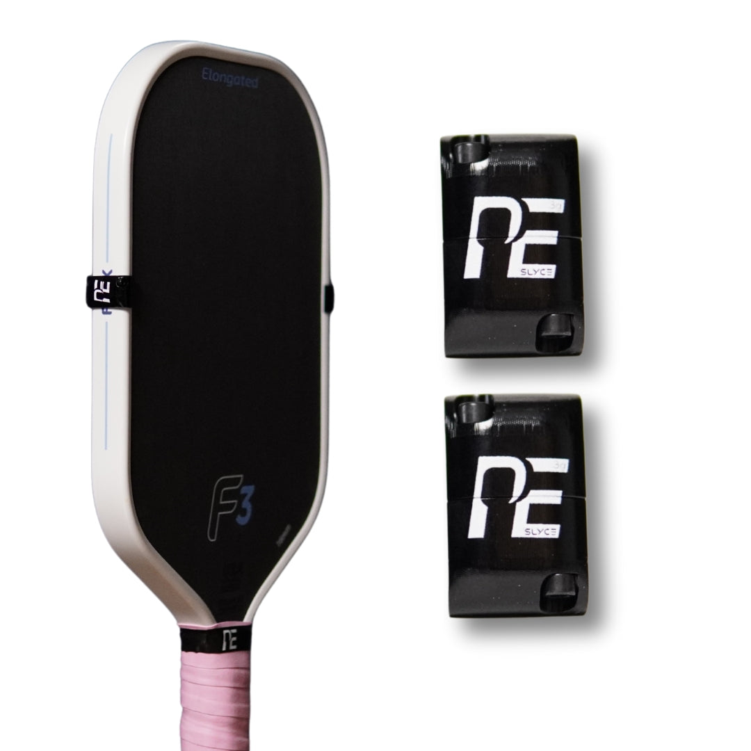Tuning clamps mid-installation on pickleball paddle